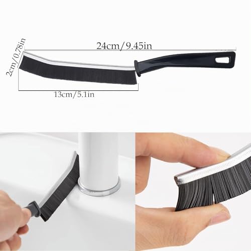 Miniatura 2 de Cepillo De Limpieza De Esquinas De Cerdas Duras Premium, Cepillo De Limpieza De Ranuras, Cepillo Para Juntas, Cepillo De Limpieza Multifuncional. Negro 3 Piezas