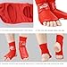 Jjoias Taekwondo Foot Protector Unisex PU Leather Soft Boxing Sparring Foot Guards, Training Sparring Gear Muay Thai Kung Fu Tae Kwon Foot Gear Support for Men Women Kids (Red,Small)