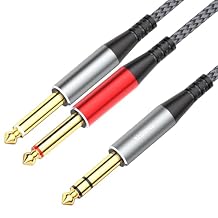 Tisino 1/4 inch TRS Stereo Splitter Y Insert Cable - 10 Feet, 1/4 inch Stereo to Dual 6.35mm TS Mono 6.35mm Breakout Patch Cable for Amplifiers, Mixers