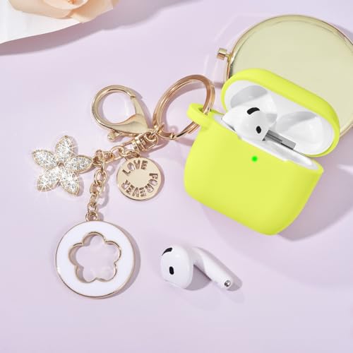 Image of Case Compatible for Apple Airpods 4 - VISOOM Airpods 4 Cases 2024 Cover Women Anti-Drop Silicone iPods 4 Earbuds Wireless Accessorie Charging Cases Girl Bling Keychain for Airpod iPods 4th Generation