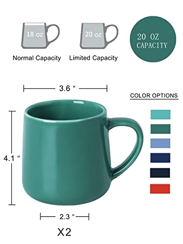 T-Ware Ceramic Mugs, Microwave Safe Mugs, Ceramic Coffee Cups, 20 Oz Coffee Mugs For Office And Home, Set Of 2, Green #TOP1