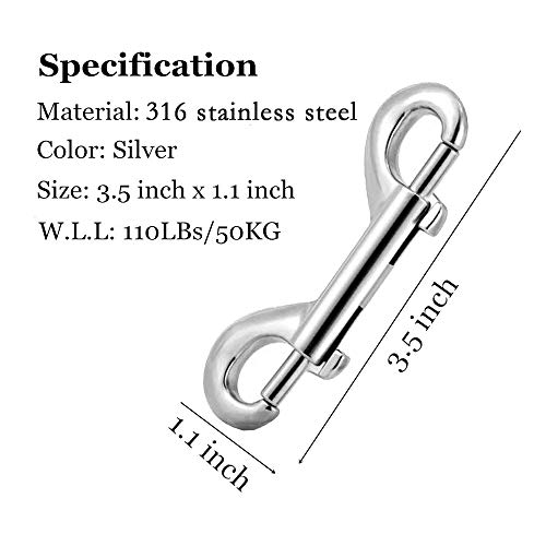 Polarhawk Double Ended Bolt Snap Hooks, Stainless Steel Double End Heavy Duty Trigger Snaps For Water Bucket/Dog Leash/Pet Feed Bucket/Pet Hammock And More, Pack Of 6(3.5Inch,Silver) #TOP1