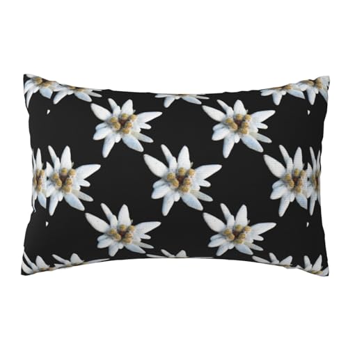 Kissenbezug, dekorativer Überwurf-Kissenbezug, weiche Kissenbezüge 50 x 76 cm für Schlafzimmersofa, Leontopodium Edelweiß