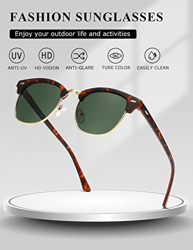 Image of AEVOGUE Polarized Semi Rimless Sunglasses for Men Women, Retro UV400 Sun Glasses for Driving Outdoor