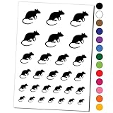 Rat Solid Temporary Tattoo Water Resistant Fake Body Art Set Collection - Black (One Sheet)