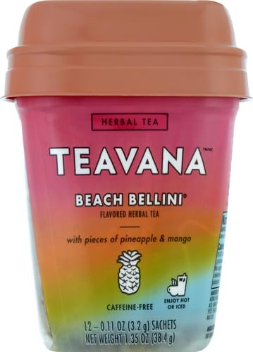 Teavana Beach Bellini, Herbal Tea With Pieces of Pineapple and Mango, 12 Count (Pack of 4)