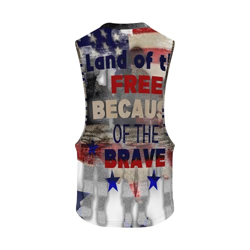 Image of Zhyaj Summer Tanks Top for Men Flag Graphic Print Sleeveless Shirts Casual Working Out Vest T-Shirts Loose-Fit Men's Tank