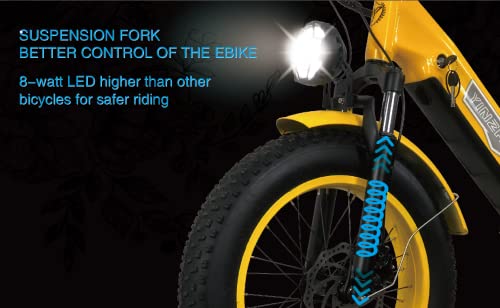 YinZhiBoo 1200w Peak Ebike for Adults 32MPH, 48V 32.5AH Dual Battery Electric Bike for Adults, 120 Miles Long Range Commuter Electric Bicycle, 20''Ã4.0 Fat Tire Electric Bike Hydraulic Brake UL2849 - Image 6