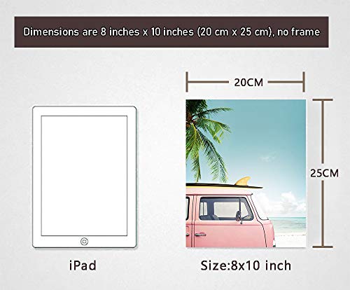 Vouoron Summer California Beach Palm Photo Coastal Wall Art Prints With Pink Surfboard Set Of 3 (8”X10” Canvas Picture) Used For Bedroom Wall Art Printing Posters, Office Home Decor, No Frame #TOP4