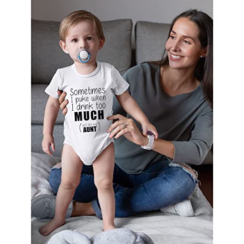 FastDeliveryTees Sometimes I Puke When I Drink Too Much Baby Onesie Funny Infant One-piece Baby Bodysuits - White Baby Onesie 0-3 Months