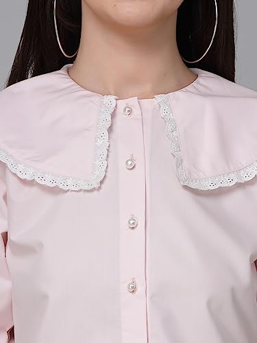 Image of Style Quotient Women Sky Blue Victorian Style Shirt