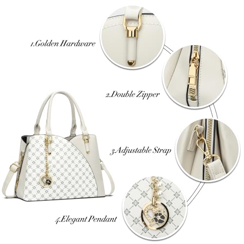 Image of KKXIU Triple Compartments Purses and Handbags for Women Fashion Ladies Satchel Shoulder Top Handle Bag