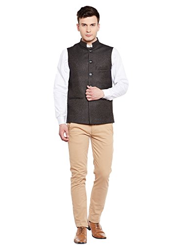 Image of WINTAGE Men's Tweed Bandhgala Festive Nehru Jacket Waistcoat -7 Colors