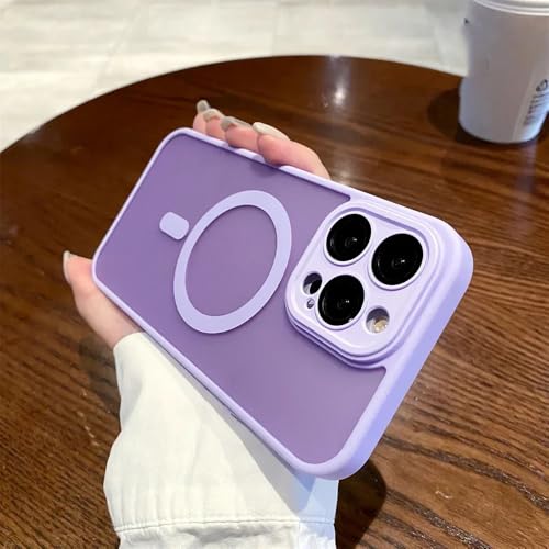 Coque iPhone 14 antichoc PC TPU violet protection objectif fine mate dorée