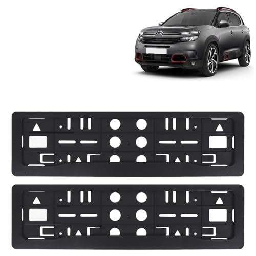 Image of KINGSWAY C5 Aircross Car Number Plate Frames for All 2021 Onwards Models of Cit-Ro-En Car Registration Plate Holders, Black Licence Plate Covers (Front and Rear), Universal Size 51.5 x 14.5 cm