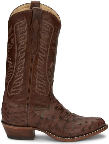 Tony Lama Men's Kango Tobac Full Quill Ostrich 13" Bourban Top Round Toe Boot Tabacco 9.5 D | Image 1