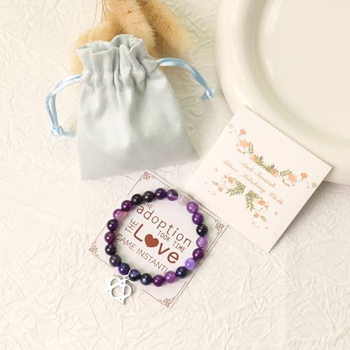Image of LZ EMOTION Natural Stone Adoption Bracelet Adoption Jewelry with Adoption Symbol Adoption Day Gifts for Adoptive Parents Gotcha Day Gift, Thank You Gifts