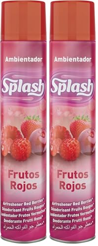 SPLASH | Spray Aromatizador | Ambientador Duradero, Refresca y Elimina Olores | Fragancia Fresca Frutos Rojos | Agitar Antes de Usar | 750 ml (Paquete de 2)