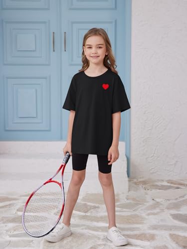 Image of ZDC Girls Short Sleeve T Shirts Kids Summer Oversized Tops Trendy Crewneck Basic Tees 5-14 Years