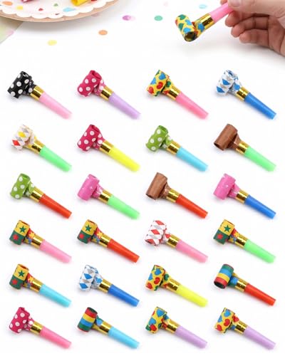 YIPFEN Langues de Belle-Mère - Lot de 24 Souffleurs de Fête Multicolores en Plastique. Idéal Anniversaire Enfant, Carnaval & Fêtes, crée une ambiance joyeuse.