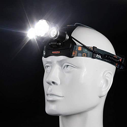 Image of Rechargeable LED Head Lamp Flashlight with 3 LED Lights, Adjustable Elastic Headband, Rechargeable Battery, Multi Lighting Modes for Camping, Trekking, Hiking
