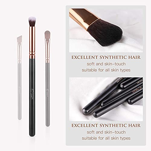 Eye Makeup Brushes, 16 Pcs Professional Eye Brush Set Make Up Brushes with Premium Wooden Handles & Soft Synthetic Hairs (Rose Gold)