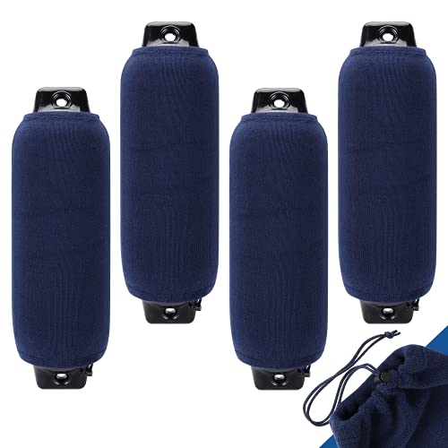 Image of Affordura Boat Fender Covers | 4 Packs (Navy Blue) | Size: 8.5″ x 16″ | Marine Bumper Covers, Premium Fleece Material, Great for 6.5 inch Fender