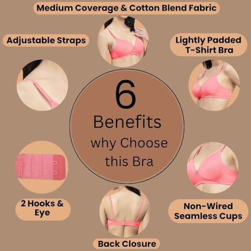 Image of Floret Women's Convertible-Straps T-Shirt Bra Lightly Padded & Non-Wired Medium Coverage Bra