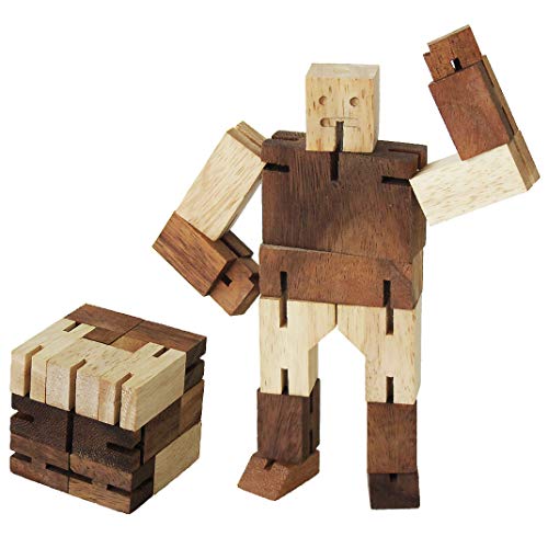 ROBOT CUBE entièrement articulé transformable en avion, fusée et autres nombreuses positions, jeu casse tête à partir de 3 ans en bois massif aux normes CE Difficulté 1/6, marque française Le Délirant
