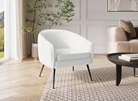 DecoInParis Fauteuil Cabriolet Tissu Bouclette Blanc TRECY