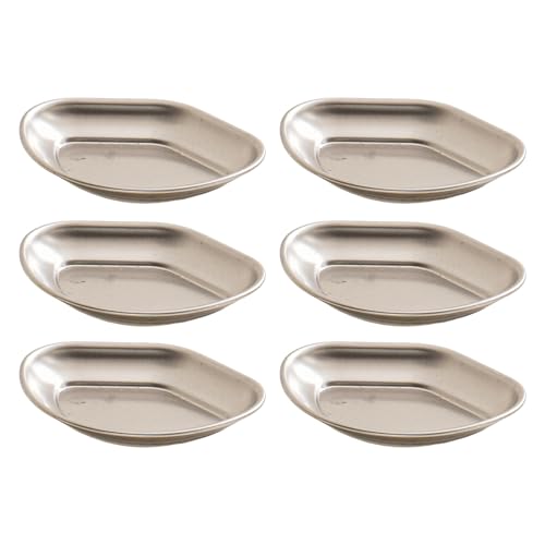 6Pieces Effective Stainless Steel Miniature Bowls Tray Stable Dishes for Sauce and Condiments in Delicate Designs Round Seasonin
