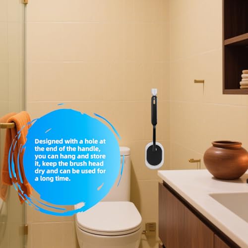 Image of Long Handle Sponge Scrub Bathroom Brush, Sponge Cleaning Brush with Handle Large Wall Scrubber Shower Long Handle Brushes for Tableware, Kitchen, Toilet, Bathroom Cleaning Tool Accessories Black