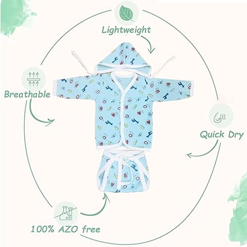 Image of Fareto New Born Baby Clothing Set Front Open Half 6 Shirts | 6 Tying Nappies | 6 Tying Caps | Infant Cloths (0-3 Months) (Pack Of 18)