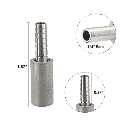 Ferroday 0.5 Micron Diffusion Stone Stainless Steel Aeration Stone Carbonating Stone With 1/4" Barb For Homebrew Wine Beer Soda Air Stone 0.5 Micron + 20 Inch Silicone Hose #TOP1