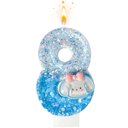 Zailo Blue Gold Dog Birthday Candle with Two-Tone Sequin BaseSparkling Cake Decor for Girls Cute PartiesSafe Eco Material Decoration for Marine Birthday & AnniversaryCupcake Topper Gift (8)