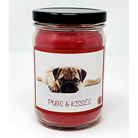 Sugar Cookies Candle ~ Pugs & Kisses Candle ~ All Natural Premium Soy Wax 12oz Candle ~ Pug / Puggle Puppy Lovers Gift ~ Made in USA by S&M Candle Factory (Red Sugar 12oz Glass) Cover