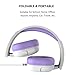 Jimonyer Kids Headphones for School, Wired with Safe Volume Limiter, HD Stereo Sound On-Ear Headphones for Girls & Boys, Ages 3-12 (White/Purple)