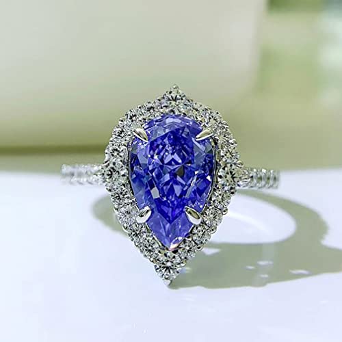 Anneaux de diamant tanzanite bleu en argent 925, le cadeau de mariage idéal pour elle