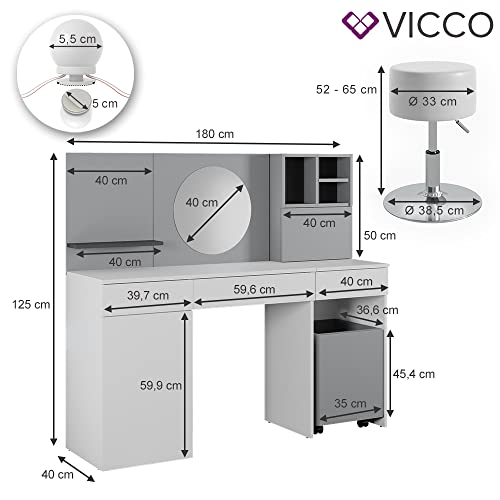 Vicco tavolo da toeletta Amellia, Bianco/Grigio