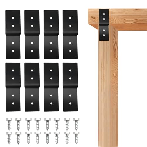 JONEIMECY 4Pcs Z Pergola Kits,L/10“x W/3" Heavy Duty Steel Z Shaped Corner Bracket,for 4x6 4x6 4x8 Wood Post Pergola Lumber for Pergola,Gzebo,Porch,Hunt Cabin Wood Projects.
