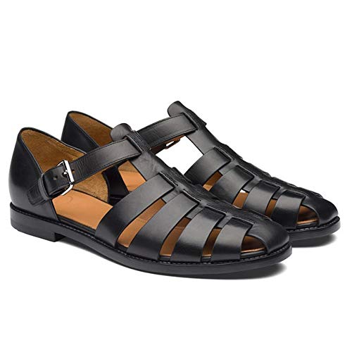 HJUGHPN Sandals Men Men Sandals Summer Leather Fashion Trend Slipper Men Non-slip Casual Protect Men Summer Shoes Plus Size(Schwarz,47)
