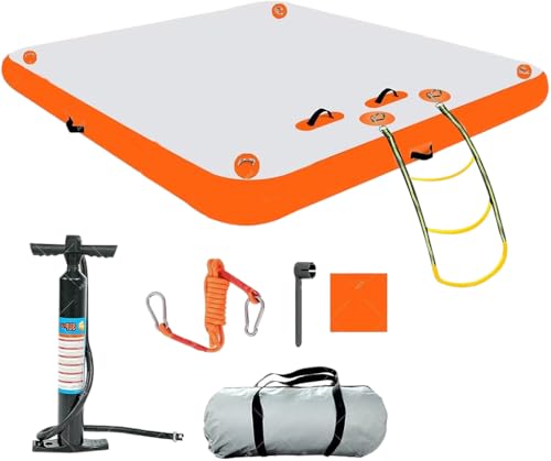 Plataforma flotante inflable de PVC de 6 pulgadas de grosor para adultos, ideal para piscina, lago, playa, océano, pesca y relajación (150 x 180 cm)