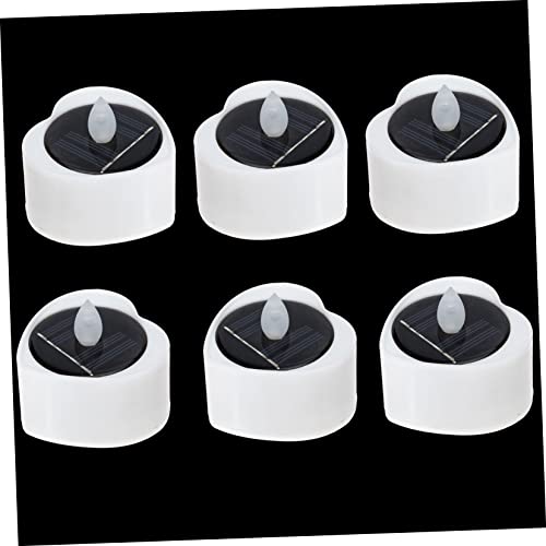 Kisangel 6 Pièces Bougie Solaire Alimenté Bougies Chauffe-plat Lumières De Jardin Plus Chaud Allume-feu Bougie Électrique Rechargeable Vacillant Sans Thé Blanche Plastique
