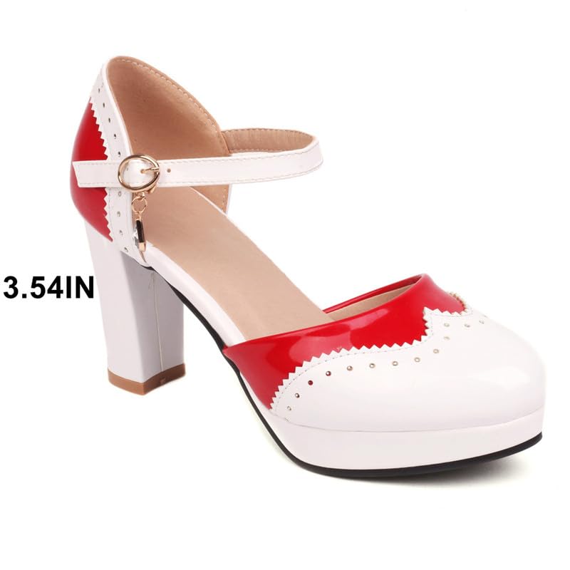 Image of FOREADA Lolita Bow Platform High Heel Women Rockabilly Mary Jane Dress Pump | Boasts soft kawaii retro vintage lolita tea party aesthetic, with block heel ,bow, round toe versatile style for dress wear