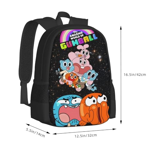 The Amazing Anime World of Gumball Backpack Large Capacity Leisure Travel Backpack Book Bag Outgoing Daypack 12.5x5.5x16.5 inch2