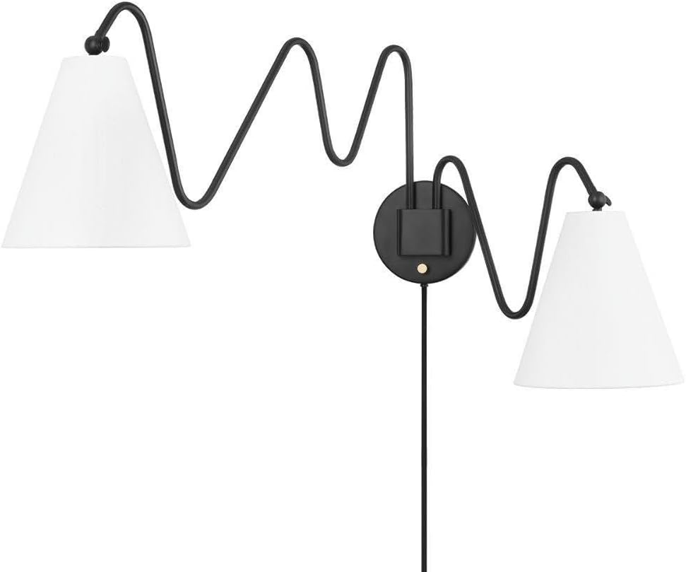 Mitzi HL699102-SBK Onda - 2 Light Plug-in Sconce 20.5 inches Tall and 10.5 inches Wide - Soft Black