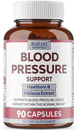 Blue Lily Blood Pressure Support Supplement Advanced Natural Formulation - 90 Capsules. Made with Garlic, Hibiscus, Hawthorn Extracts