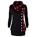 Produktbild KIMODO Pullover Damen, Herbst Lang Knopf Gedruckt Kapuzenpullover Kapuzenjacke Hoodie Schwarz Rosa Grau