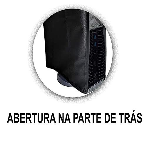 Capa para Video Game PS5 Vertical Impermeável Preta Flanelada