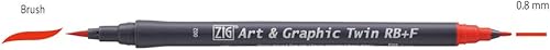 Miniatura 4 de Kuretake ZIG ART & GRAPHIC TWIN RB+F Juego de 48 colores, punta fina de 0.031 in y punta de cepillo de cerdas, ideal para diseño, ilustración,